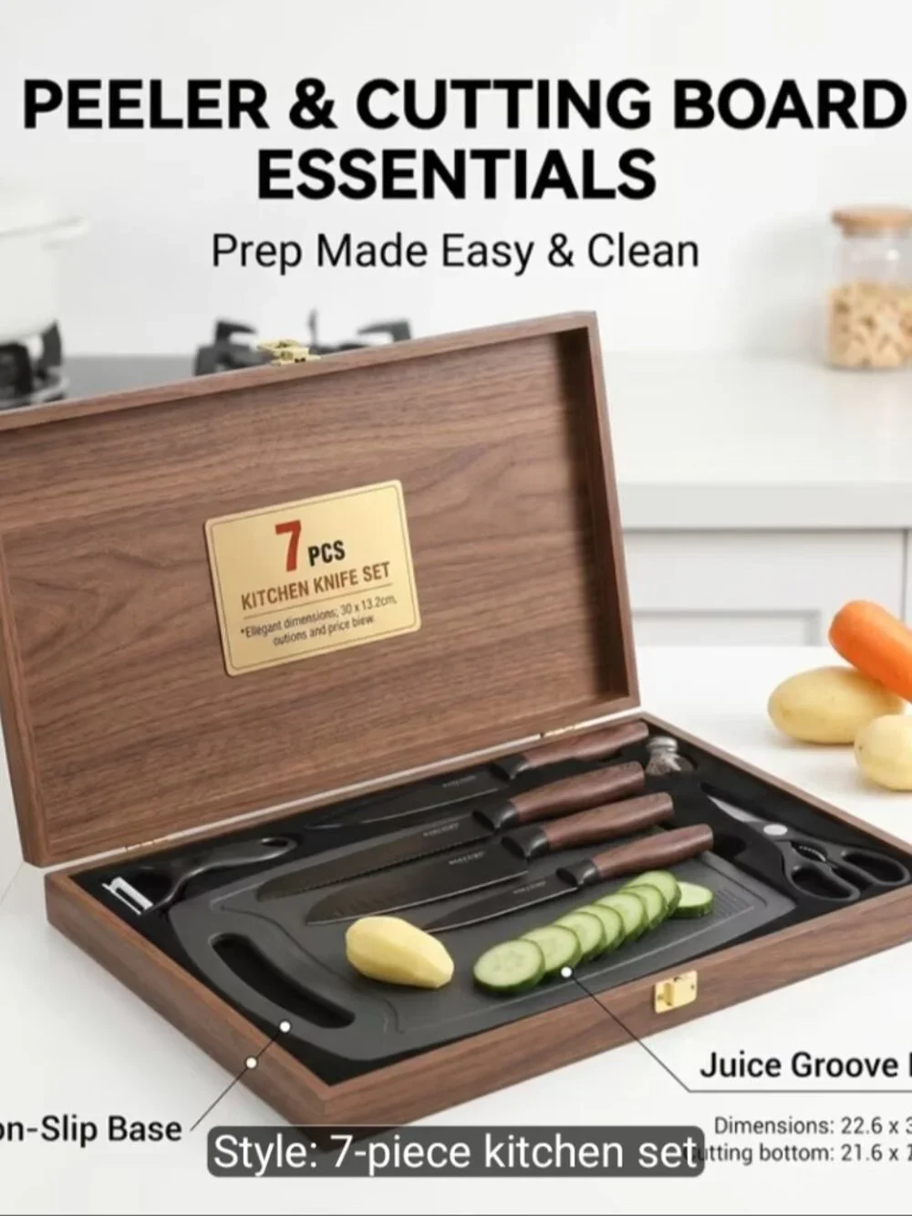 7-Piece Stainless Steel Kitchen Knife Set Chef Slicing Fruit Knives Gift Box New